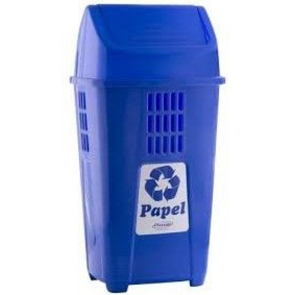 LIXEIRA BASC 50L PLASVALE AZUL